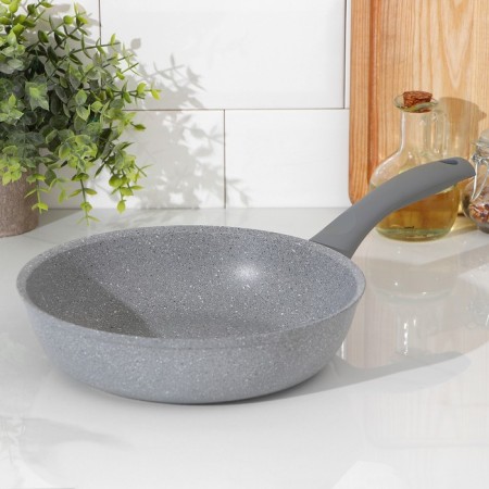 Pan, d = 24 cm, plastic handle, anti -stick coating, color light marble