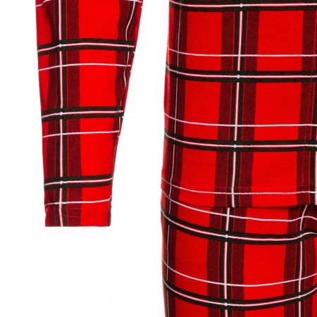 Pajama New Year's male kaftan "cage", red color, size 48-6