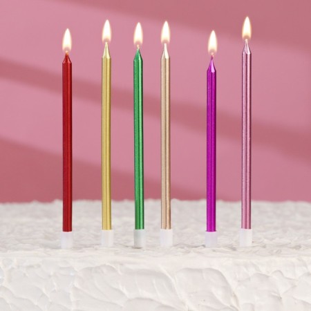 Candles in the cake of cocktail "Shain", 6 pcs, 10 cm, metallic-2