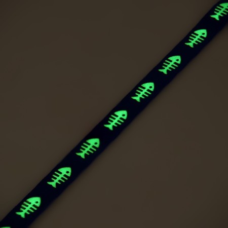 Fly collar "fish" luminous, with a bell, 30 x 1 cm, polyester, blue-7