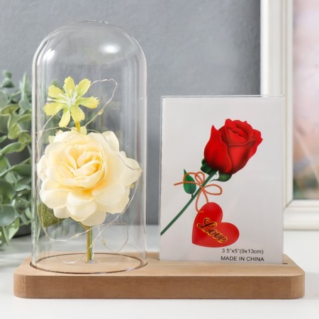Photo frame 9x13 cm light "White rose in a flask" from batteries 2hlr1130 9.8x19.5x18 cm-1