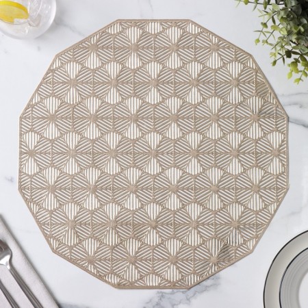 A set of serving napkins on the table "Hypnosis", 4 pcs, d = 38 cm, gold color-5