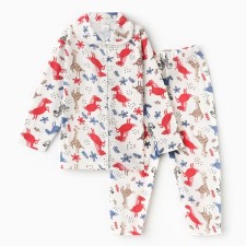 Pajamas for a boy, white/red color, height 80 cm
