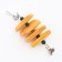 A toy for birds with a karakatitsa carapace and beads, 18 x 6 cm, yellow