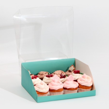 Confectionery box with PVC lid, packaging, Tiffany, 25 x 22.5 x 10 cm-2
