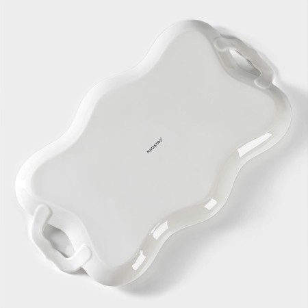 Porcelain dish for feeding Magistro "Blanche", 37.5 × 22.3 × 3.5 cm cm, white color-3