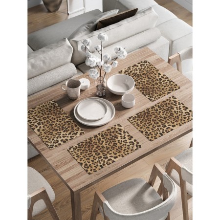 Set of napkins for setting the table "Leopard environment", rectangular, rounded edges, size 30x46 cm, 4 pcs