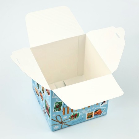 Box a gift New Year's folding "New Year's Post", 12 x 12 x 12 cm, New Year-5