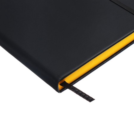 Leduced Diary A5, 140l, Cage, leatherette, elastic band, yellow cut, black-4