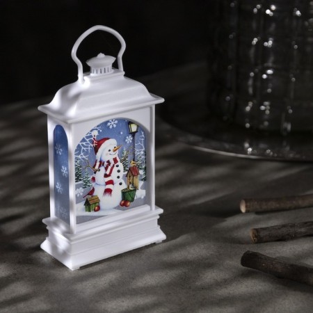 LED figure "Lantern with a snowman" 7 × 13 × 3.5 cm, plastic, batteries AG13x3, glow warm white-1
