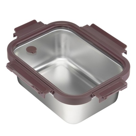 Steel lunch box with a glass cover Smart Solutions, 1.8 l, plum color-1