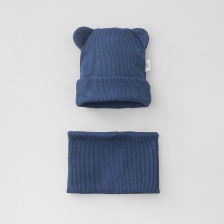 Kinderlitto Piccolino Kinderlitto kit, 2 items: hat, snood, age 2-3 years, Denim color-1