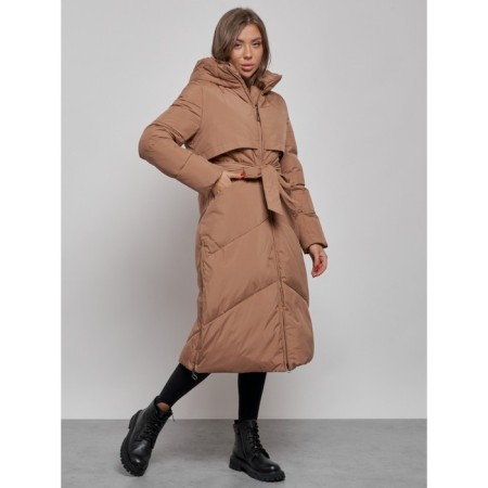 Coat insulated winter female, size 48, brown color-1