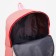 A backpack with a zipper, an outer pocket, a set of a chover, bag, pink color