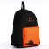 School youth backpack, lightning department, external pocket, black/orange color