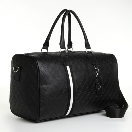 Road bag with a zipper, a suitcase holder, a long belt, black color