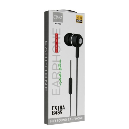 Headphones CB-52, wired, vacuum, microphone, 1 m, jack 3.5 mm, black-2