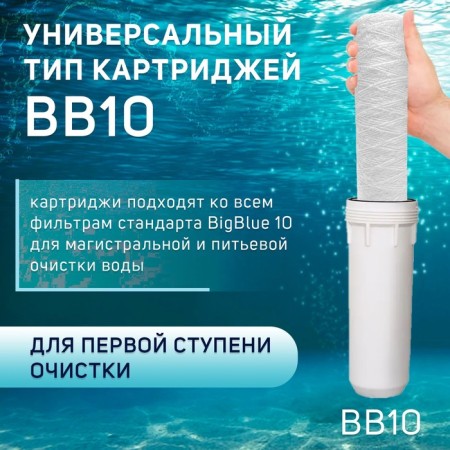 Smooth cartridge Zein PS-10BB, polypropylene thread, 1 μm-4
