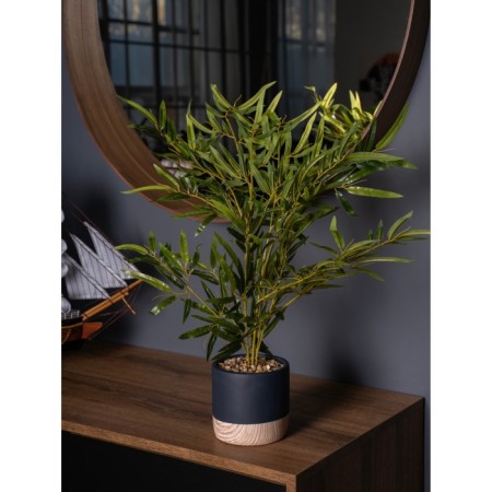 Bamboo in a cement pot, 125 × 125 × 650 mm, green / black / beige color-6