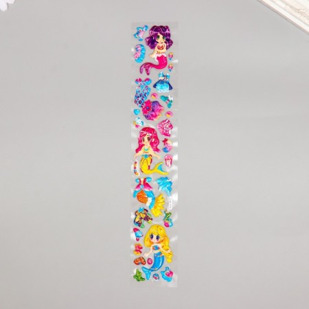 Stick plastic volumetric "mermaids and outfits" with gold stroke mix 33.5x6 cm-1