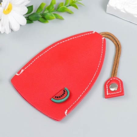 Tail of the leatherette to the hidden "watermelon" red 11.5x7.5 cm-2