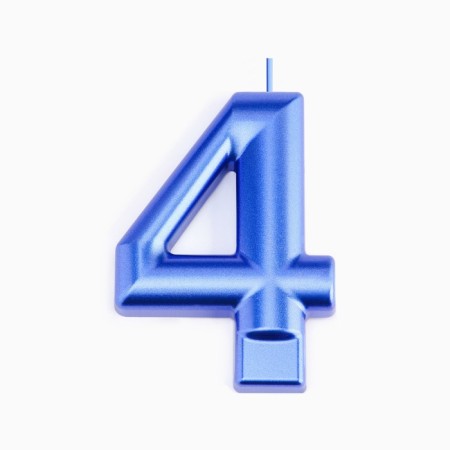 Candle for the Cake "European Giant", number 4, 7 cm, blue metallic-2