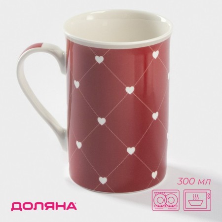 Porcelain share mug "Heart", 300 ml, red color
