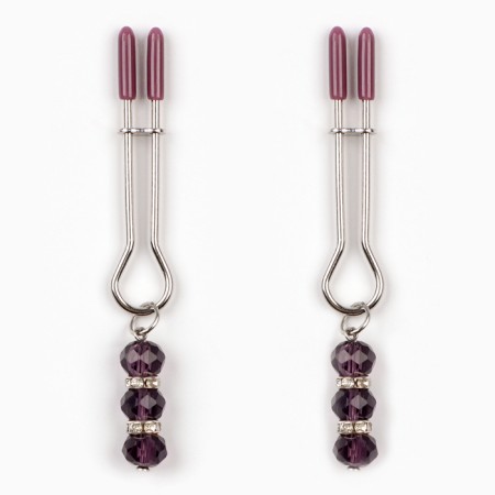 BDSM Assessor Okopoki, steam clamps with beads, metal, plastic, purple