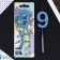 Candle for the cake, number "9", blue, 4 x 13 cm.