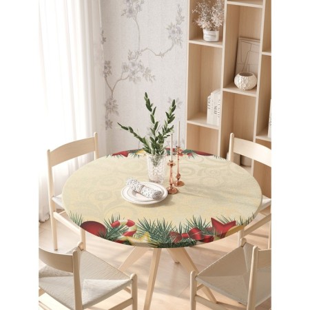 The tablecloth “New Year's ornaments”, round, oxford, elastic band, size 140x140 cm, diameter 105-120 cm-2