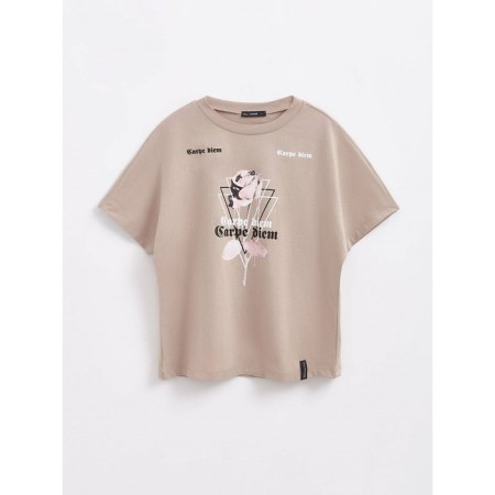 Female T -shirt, size XS, beige color-2