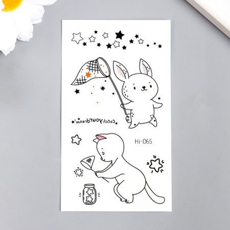 Tattoo on the body phosphorus "Bunny/kitten" mix 6x10.5 cm-1