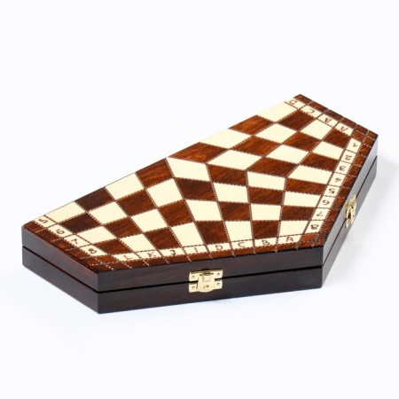 Chess Polish wooden large Madon, with three players, 35 x 35 cm, King H-6 cm-6