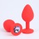 Anal traffic jam-hoods, with a crystal, without vibration, Soft silicone, 35 x 80 mm, red