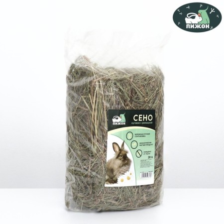Lugovo's hay "Pigger" chamomile petals, for rodents, 20 l, 500 g