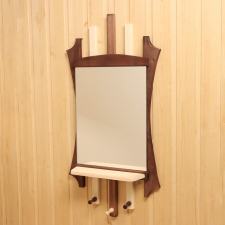 Carved mirror with a shelf, 3 hooks, combined-2
