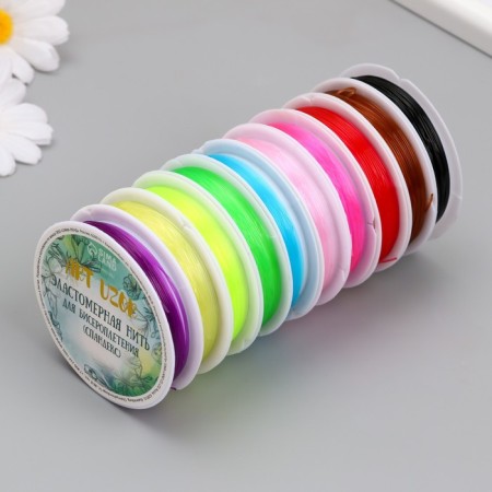 Elastomeric thread for beadwork (PPandex) 5 meters, section 0.8 mm color mix