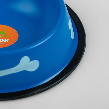 A bowl with bones, iron with a non -slip base, 150 ml, blue-2