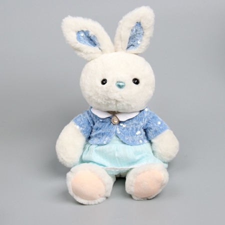 Soft toy "Little Friend", bunny in a blue dress-2