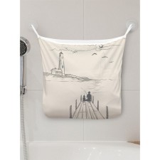Organizer in a bath on suction “Fishing with a view of the lighthouse”, for storing toys and trifles, size 33x39 cm