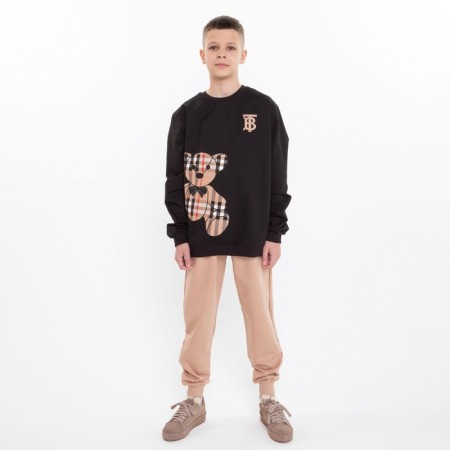 Kit for children (sweatshirt, trousers), black/beige color, height 146 cm