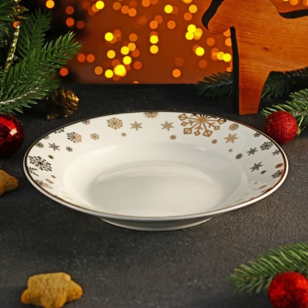 Porcelain Porcelain deep Magistro "New Year. Snowfall ", 450 ml, d = 20.8 cm