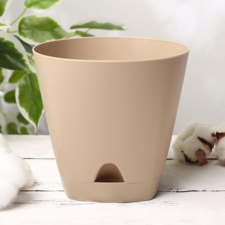 Flower pot with basal watering amsterdam, 1.35 l, color milk chocolate
