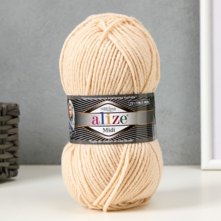 Yarn "Superlana Midi" 25% wool, 75% acrylic 170m/100g (310 honey)
