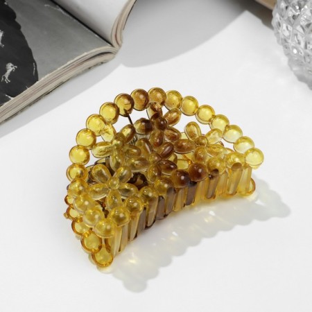 Hair crab "matte" flowers beads, 7 cm, mix