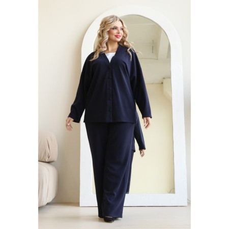 Women's costume: cardigan, trousers, size 50, black color-9