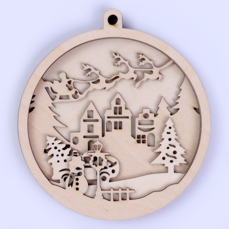 New Year's blanks for creativity. Wooden suspension "New Year! Night city"-1