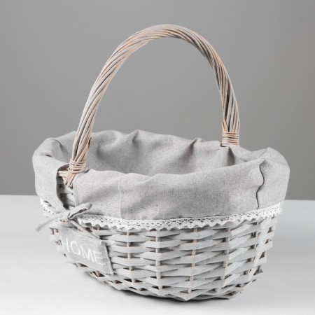 Basket, 38 x 38 x 16/30 cm, vine, fabric