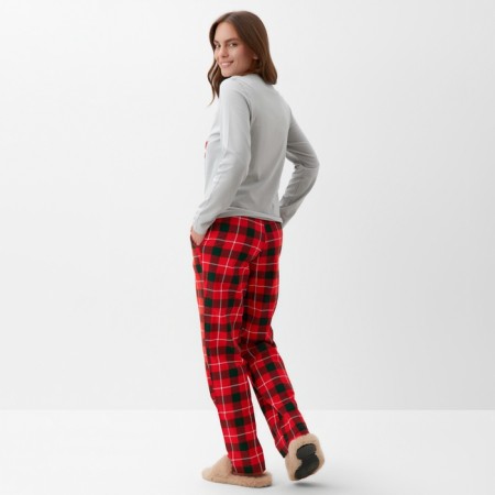 Pajama New Year's Women's KAFTAN "Santa", red/gray color, size 40-42-4