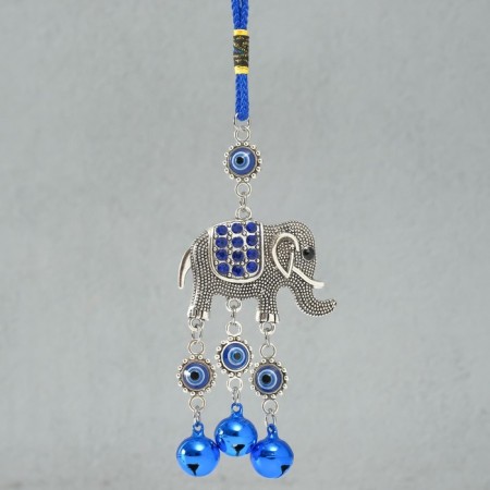 Suspension from the evil eye Metal "Elephant in Popon with bells" 21 cm-3